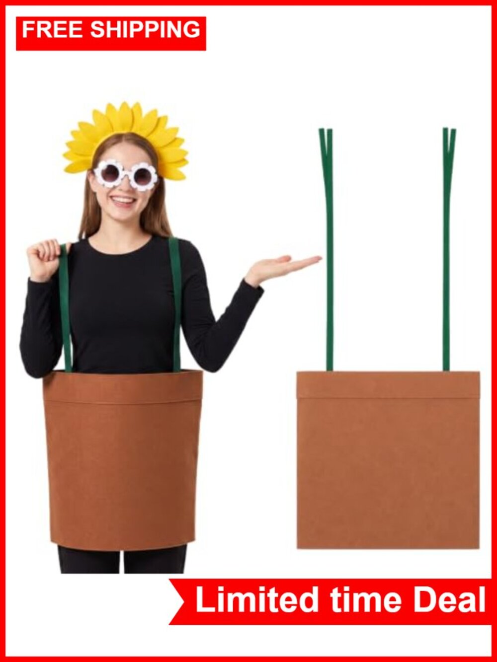 Adult Flower Pot Costume Felt Dress Halloween Oversized